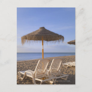 Sand Beach Chairs with Umbrella Briefkaart