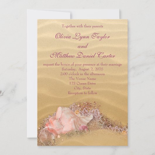 Sand Beach Seashells Beach Wedding Kaart (Voorkant)
