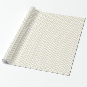 Sand Beige and White Large Chevron Pattern V Cadeaupapier
