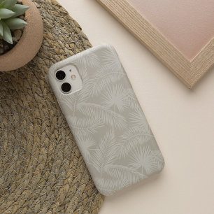 Sand Beige Tropical Botanical Palm Leaves Patroon iPhone 13 Hoesje