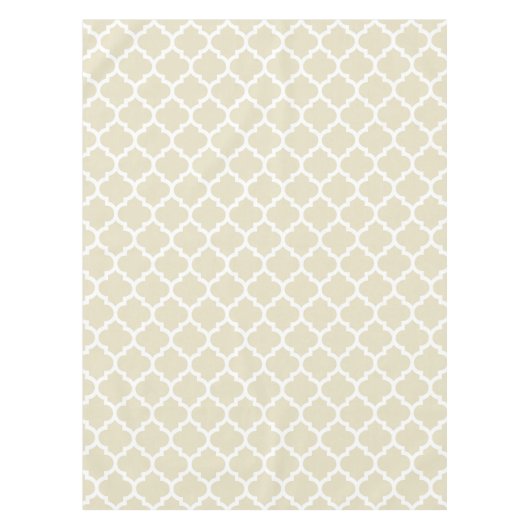 Sand Beige White Moroccan Quatrefoil Pattern #5 Tafelkleed (Voorkant)