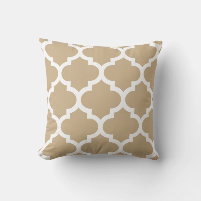 Sand Brown Quatrefoil Pillow Kussen (Voorkant)