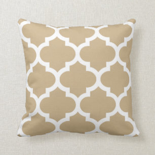 Sand Brown Quatrefoil Pillow Kussen