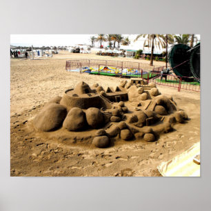 Sand castle art op het strand van Marbella Poster