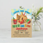 Sand Castle Beach Anniversaire Fête Invitations (Debout devant)