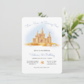 Sand Castle Beach Birthday Party Kaart (Staand voorkant)