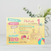 Sand Castle Beach Party Anniversaire Invitations (Debout devant)