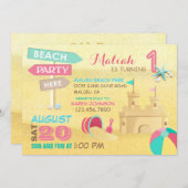 Sand Castle Beach Party Anniversaire Invitations (Devant / Derrière)