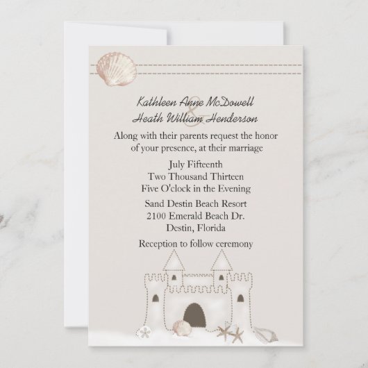 Sand Castle Beach Theme Wedding Kaart (Voorkant)