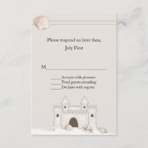 Sand Castle Beach Theme Wedding RSVP Kaartje