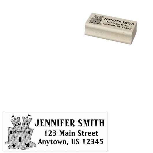 Sand Castle Beach Vacation Sandcastle Personalized Rubberstempel (Gestempeld)