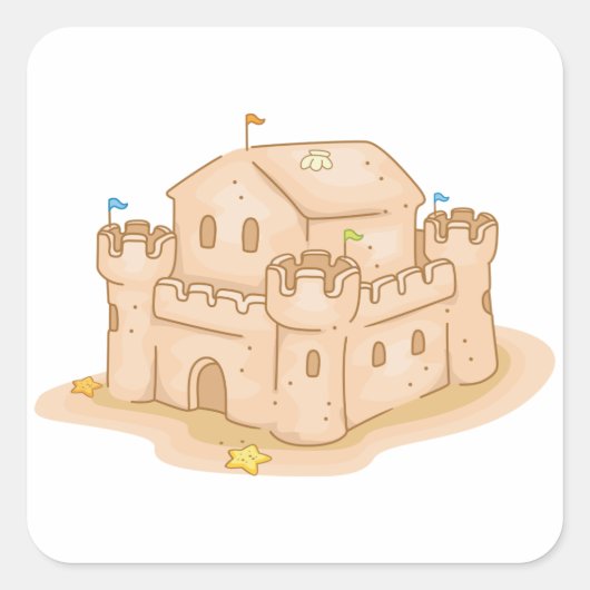 Sand Castle Vierkante Sticker (Voorkant)