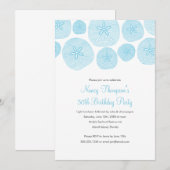 Sand Dollar 50th Birthday Party Invitation Kaart (Voorkant / Achterkant)