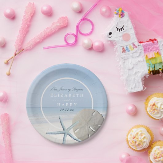 Sand Dollar and Starfish Beach Weddenschap Papieren Bordje (Feest)