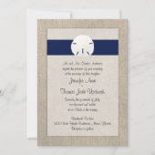Sand Dollar Beach Wedding Invitation Navy Blue (Devant)