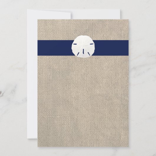 Sand Dollar Beach Wedding Invitation Navy Blue (Dos)