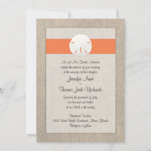 Sand Dollar Beach Wedding Invitation - Orange