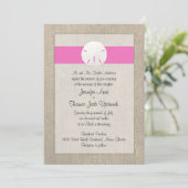 Sand Dollar Beach Wedding Invitation - Pink (Debout devant)