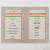 Sand Dollar Beach Wedding Programme - Oranje en gr (Achterkant)