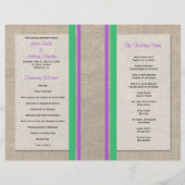 Sand Dollar Beach Wedding Programme - Paars Groen (Achterkant)