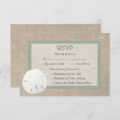 Sand Dollar Beach Wedding RSVP Card - Peridot (Voorkant / Achterkant)