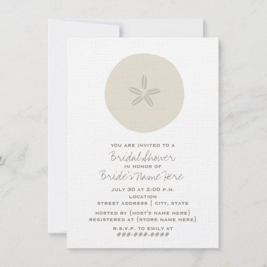 Sand Dollar Bridal Shower-uitnodiging Kaart (Voorkant)