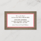 Sand Dollar & Burlap Change of Address Card Visitekaartje (Achterkant)