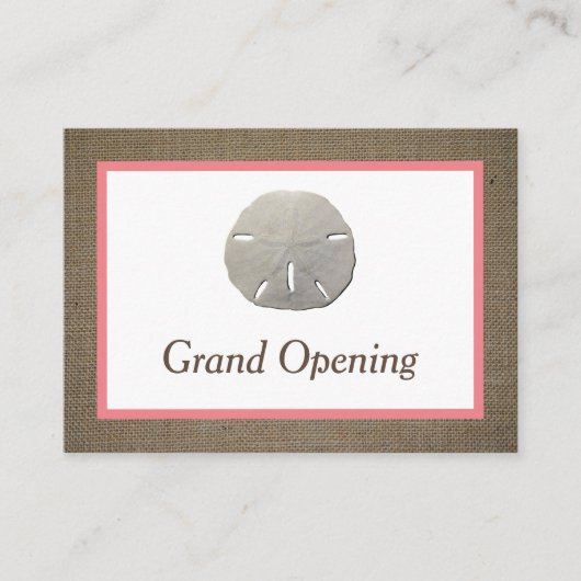 Sand Dollar & Burlap Grand-openingsceremonie Visitekaartje (Voorkant)