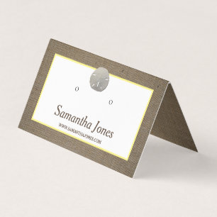 Sand Dollar & Burlap Jewelry Display Card Visitekaartjes