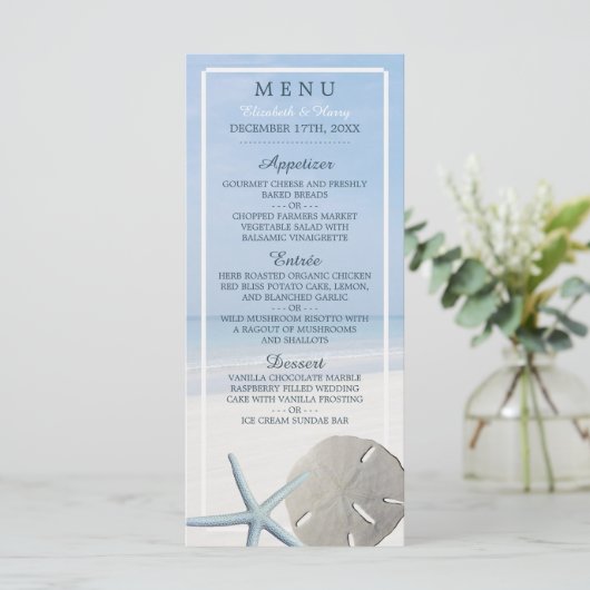 Sand Dollar et Starfish Beach Wedding Menu (Debout devant)