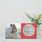 Sand Dollar-kerstfotokaart Rood en wit Feestdagenkaart (Staand voorkant)