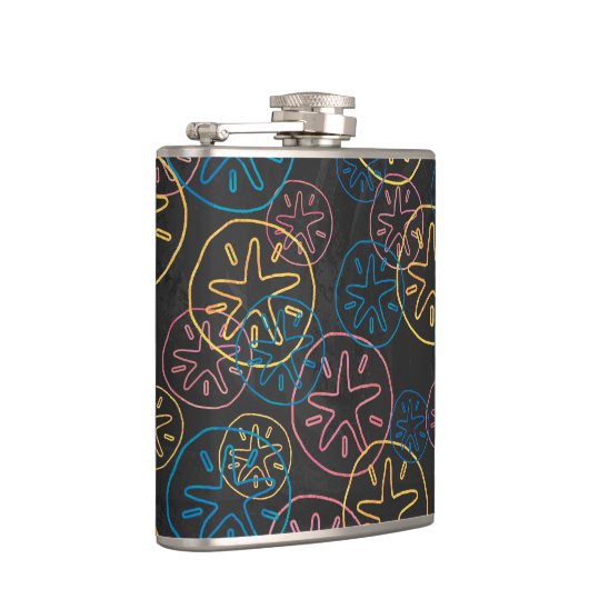 Sand Dollar Lines Red Yellow Blue Heupfles (Rechts)