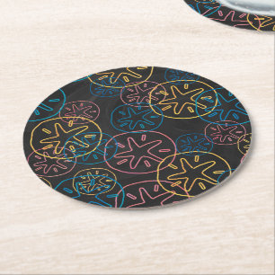 Sand Dollar Lines Red Yellow Blue Ronde Kartonnen Onderzetter