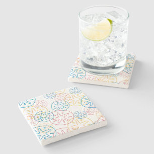 Sand Dollar Lines Red Yellow Blue Stenen Onderzetter