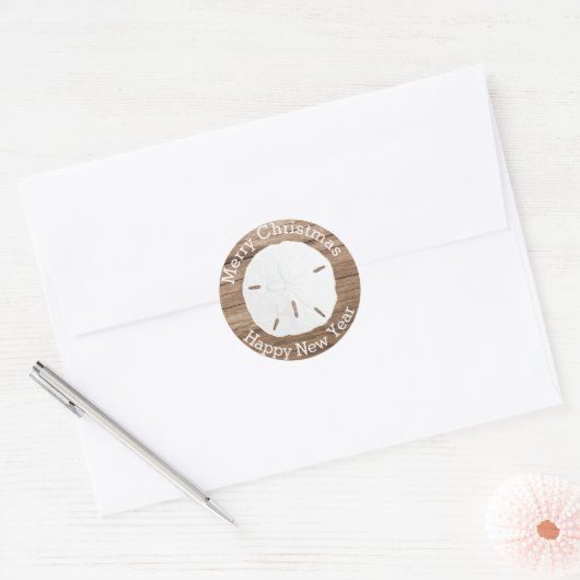 Sand Dollar Merry-kerstenvelop Ronde Sticker (Envelop)