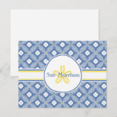 Sand Dollar met Blauw & White Floral & douanenaam Briefkaart (Voorkant / Achterkant)