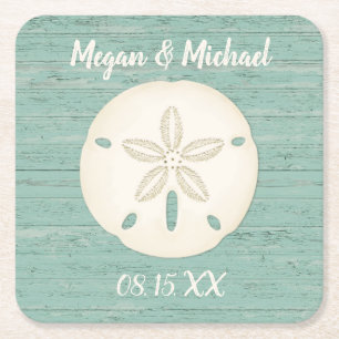 Sand Dollar Rustic Beach Vierkante Kartonnen Onderzetter