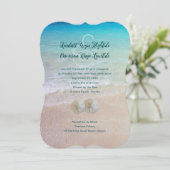 Sand Dollar Seaside Wedding Moderne Uitnodiging (Staand voorkant)