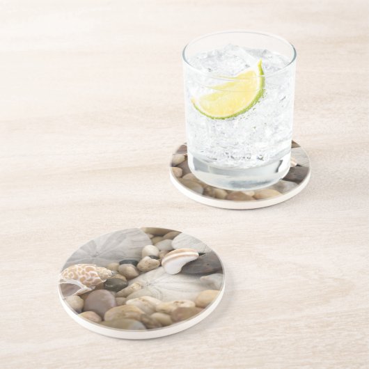 Sand Dollar Shells and Pebbles Zandsteen Onderzetter (Zijkant)