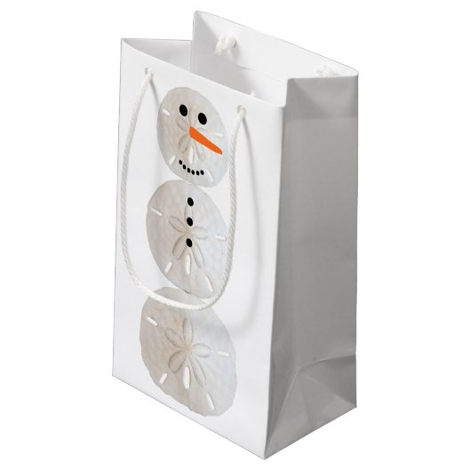 Sand Dollar Snowman Klein Cadeauzakje (Achterkant Gekanteld)
