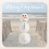 Sand Dollar Snowman Square Paper Onderzetter (Voorkant)
