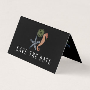 Sand Dollar, Starfish, Seahorse Save the Date Card Visitekaartjes