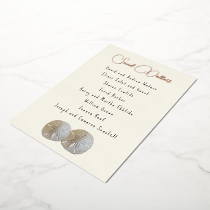 Sand Dollar Table Number Name Seating List Kaarten