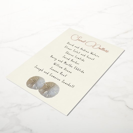 Sand Dollar Table Number Name Seating List Kaarten (Gedraaid)