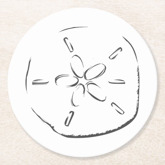 Sand Dollar Tekening Ronde Kartonnen Onderzetter (Voorkant)