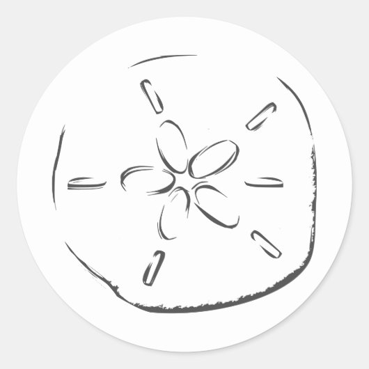 Sand Dollar Tekening Ronde Sticker (Voorkant)