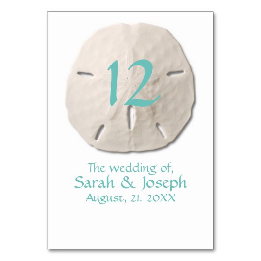 Sand Dollar Trouwtafel Nummer Kaart (Achterkant)