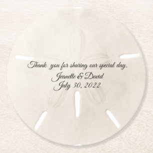 Sand Dollar Wedding Favor Ronde Kartonnen Onderzetter