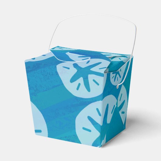 Sand Dollar White en Blue Pattern Bedankdoosjes (Voorkant Zijde)