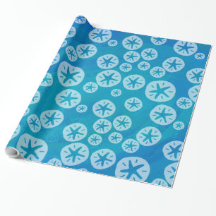 Sand Dollar White en Blue Pattern Cadeaupapier
